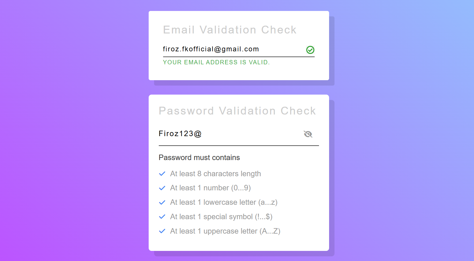 Email and Password Validation Image